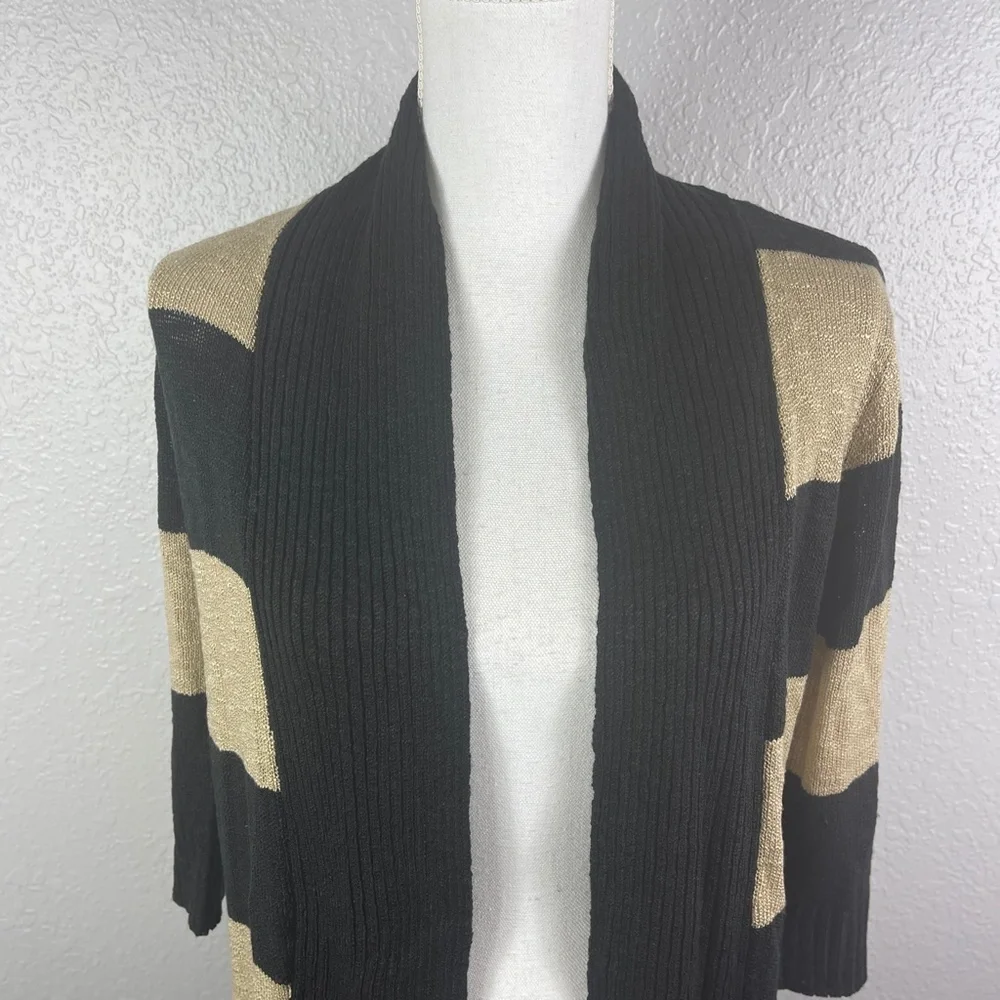 Black &‎ Brown striped open sweater